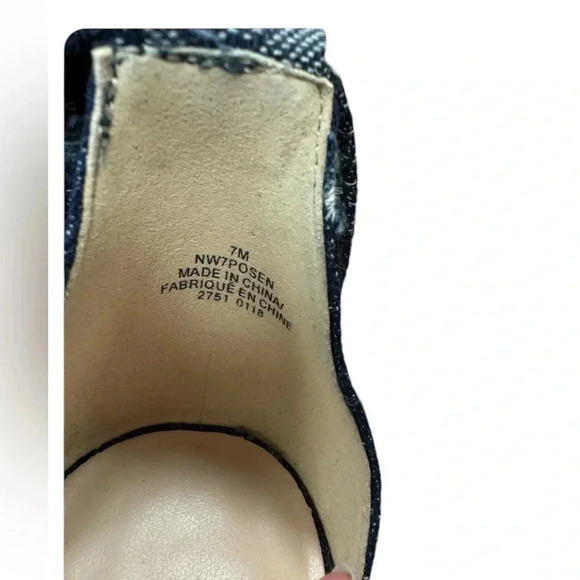 Nine West Blue Denim Sling  Back Open Toe Wedge Heels Size 7 - Picture 8 of 10